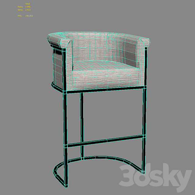 Bar stool Wexler Barrelback Fabric 3DSMax File - thumbnail 4