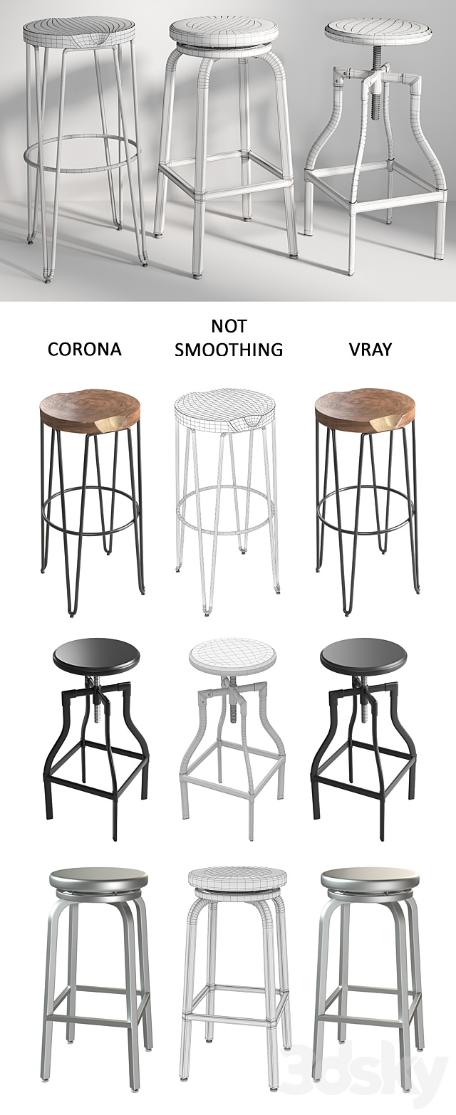 Bar stools 1 3DSMax File - thumbnail 3