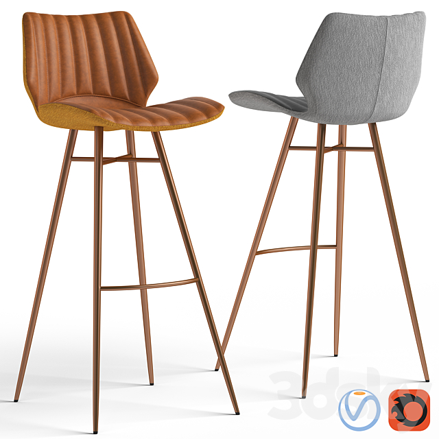 Bar Stools Loftdesigne 2695 2696 3ds Max - thumbnail 1