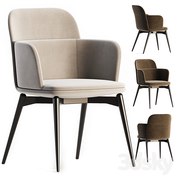 Barbican Molteni C Chair with Armrests 3DS Max Model - thumbnail 1