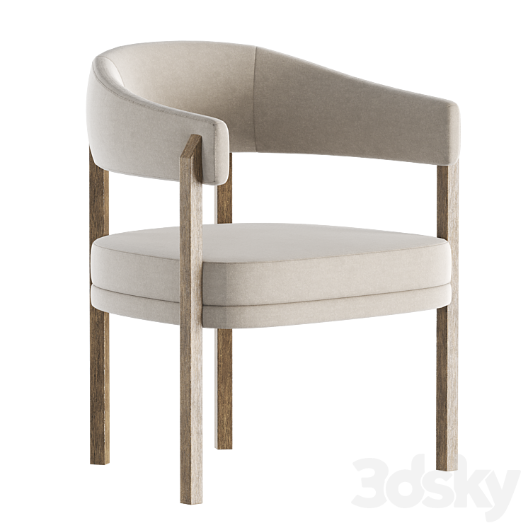 Barrel Dining Chair in Grizzly Taupe 3DS Max Model - thumbnail 1