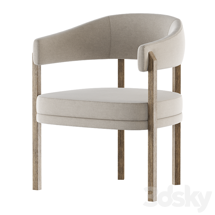 Barrel Dining Chair in Grizzly Taupe 3DS Max Model - thumbnail 2