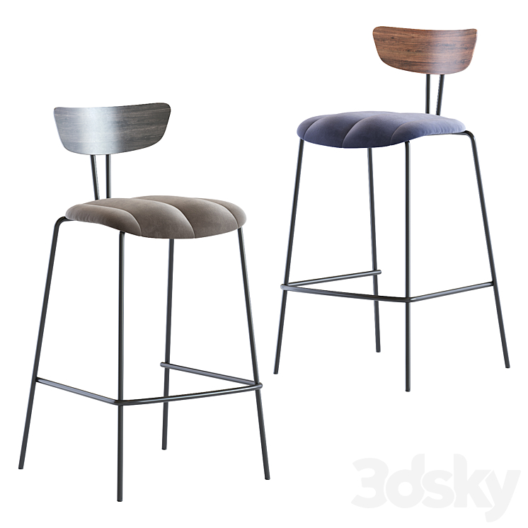 Barstool apel 3DS Max Model - thumbnail 2