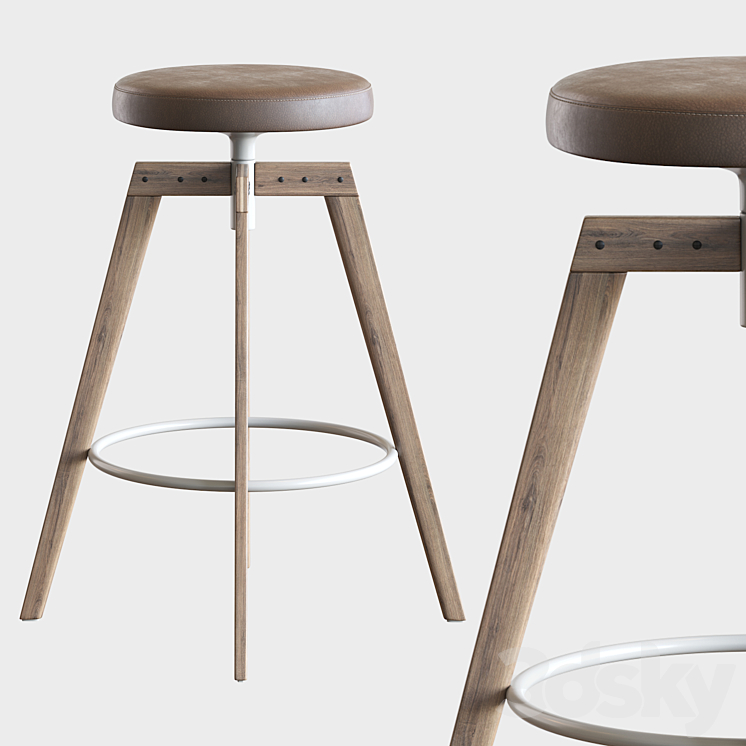 Barstool MDF Italia 3DS Max Model - thumbnail 2