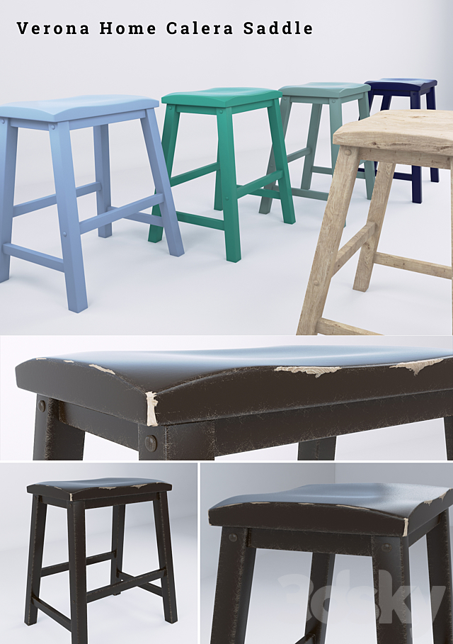 Barstool Verona Home Calera Saddle 3DS Max Model - thumbnail 1