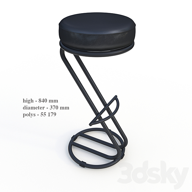 Barstool Zeta New 3DS Max Model - thumbnail 1