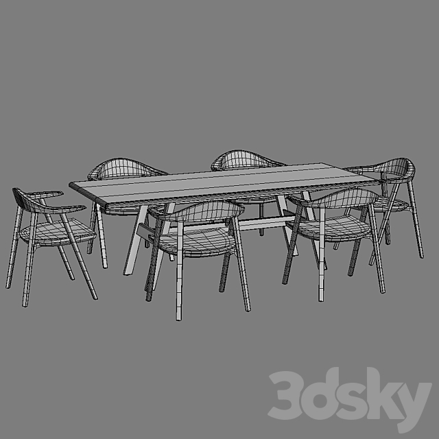 BassamFellows Mantis Side Chair & Kant Table 3DS Max Model - thumbnail 5