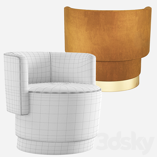 Baxter ANAIS Armchair 3DS Max Model - thumbnail 4