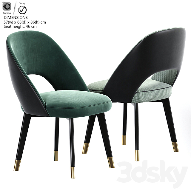 Baxter Colette Chair Dining Chair 3DSMax File - thumbnail 2