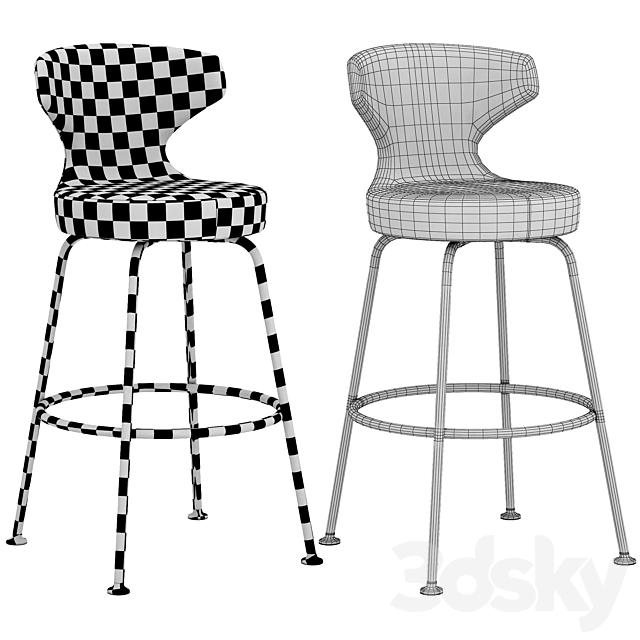 B&B Papilio bar stool 3ds Max - thumbnail 3