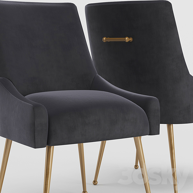 Beatrix Grey Velvet Side Chair 3ds Max - thumbnail 2