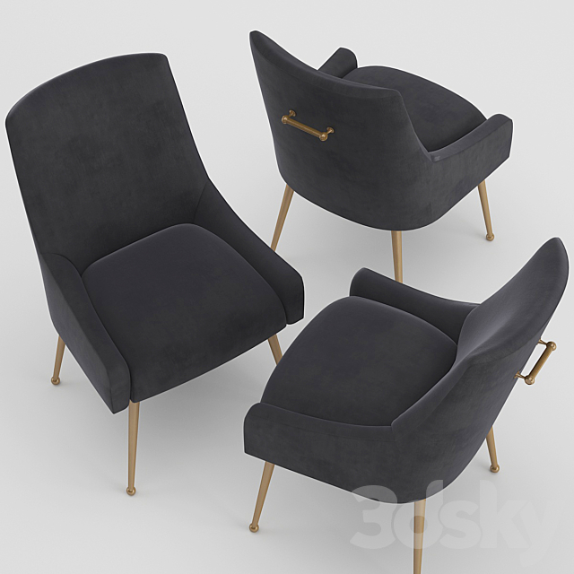 Beatrix Grey Velvet Side Chair 3ds Max - thumbnail 3