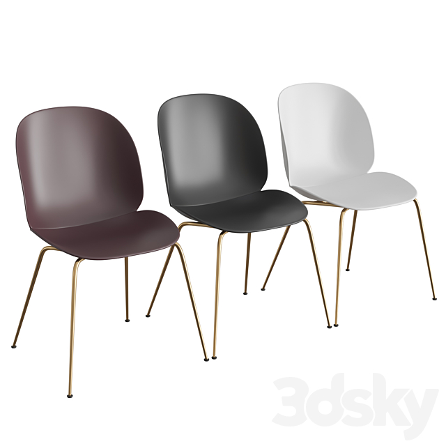 Beetle Dining Chair Un-Upholstered Conic Base 3ds Max - thumbnail 1