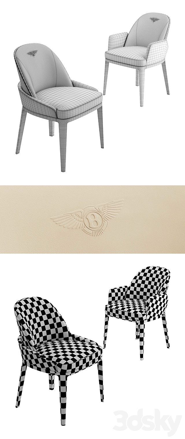 Bentley Home Malvern chair 3DSMax File - thumbnail 3