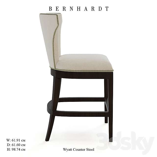 Bernhardt Furniture Wyatt Counter Stool 3DS Max Model - thumbnail 2