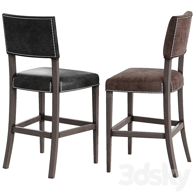 BERNHARDT Moore leather bar stool 3DS Max Model - thumbnail 2