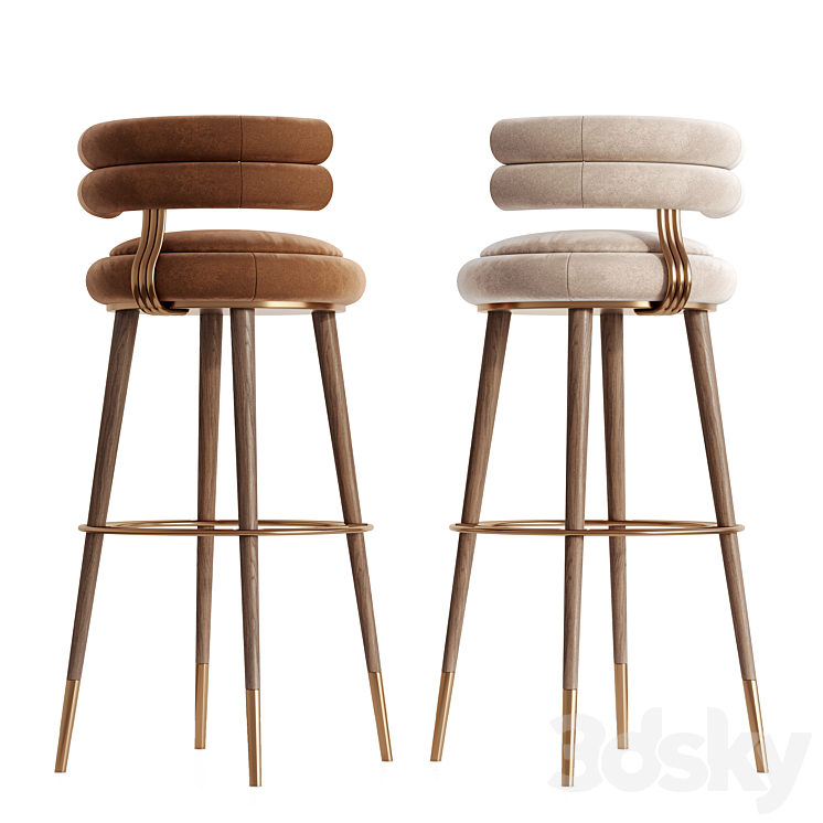 Betsy Bar Chair – Mezzo Collection 3DS Max Model - thumbnail 2