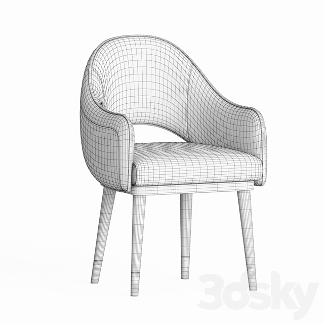 Black and White Dining Armchair Armrest 3DSMax File - thumbnail 4