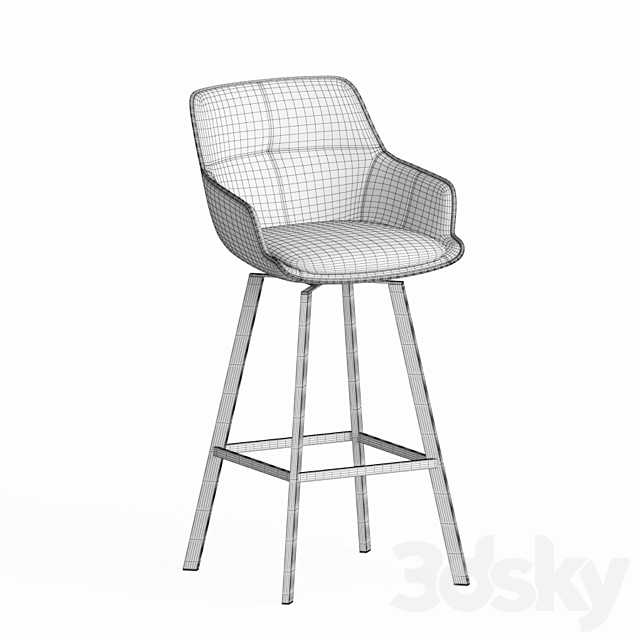 Black Krystoffer Velvet Swivel Bar Stools 3DSMax File - thumbnail 4