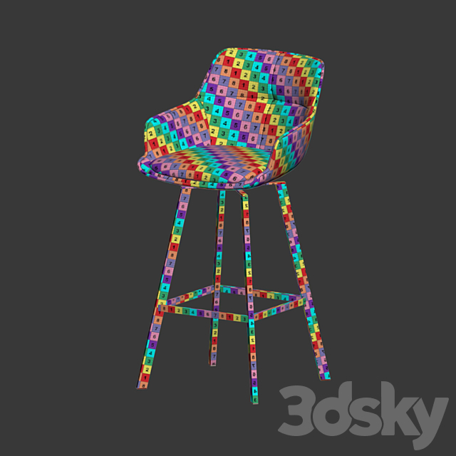 Black Krystoffer Velvet Swivel Bar Stools 3DSMax File - thumbnail 5