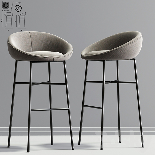 Bloom Bar Stool 3DSMax File - thumbnail 2