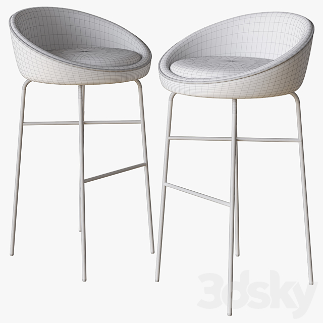 bloom bar stool parla 3DS Max Model - thumbnail 4