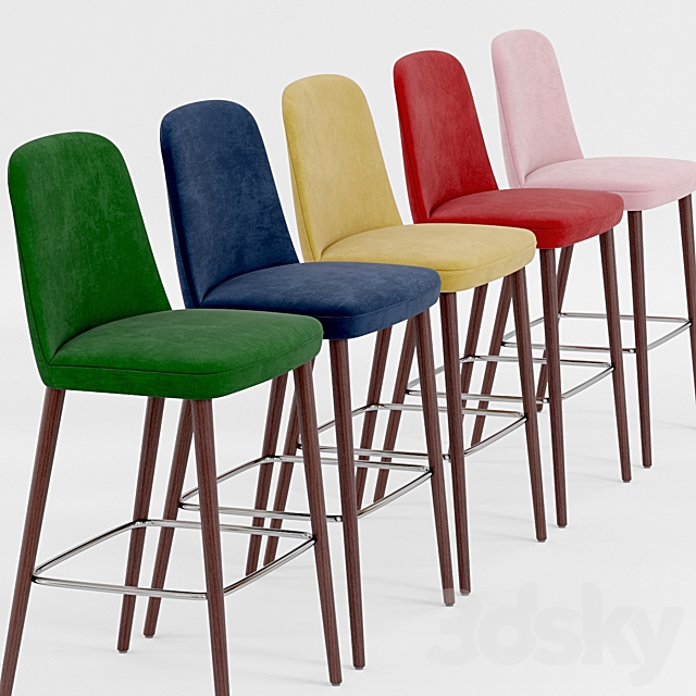 Bloom Barstool Wood Base multicolor 3DS Max Model - thumbnail 2