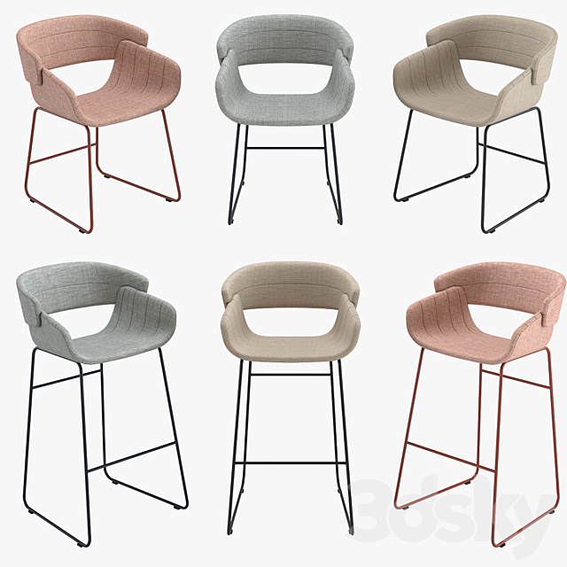 BluDot Racer Dining Chair & Barstool Bar Chair and Bar Chair 3ds Max - thumbnail 1