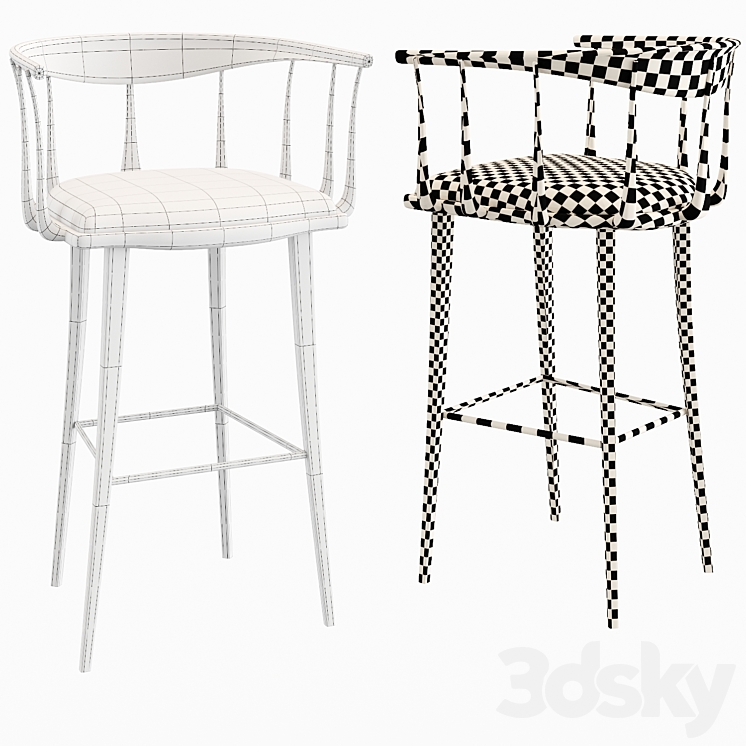 Boca Do Lobo No 11 Bar stool 3DS Max Model - thumbnail 2