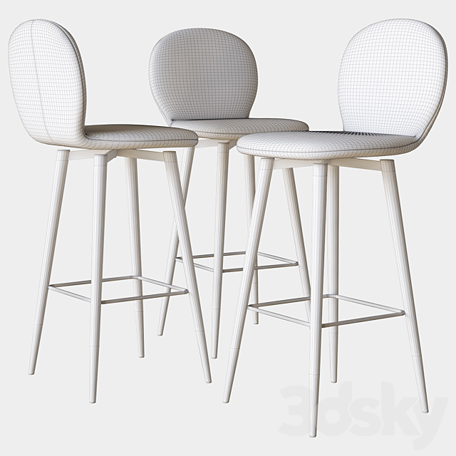 Bourges swivel stool deep house 3DSMax File - thumbnail 2