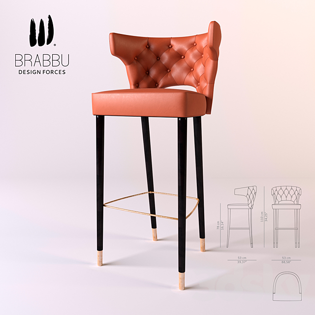 BRABBU design KANSAS BAR CHAIR 3DSMax File - thumbnail 1