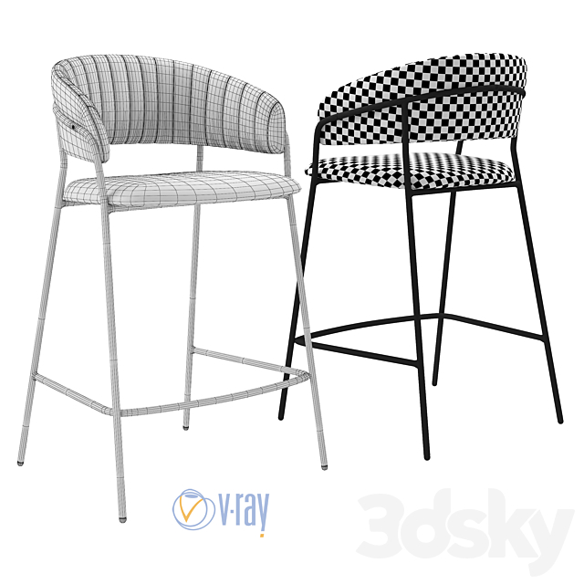 Bradex Home. Bar stool Turin. WINNIE Benjara 3DS Max Model - thumbnail 3