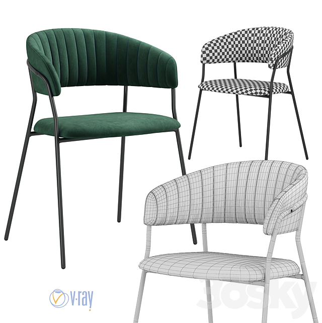 Bradex Home. Chair Turin Rivera Lira 3ds Max - thumbnail 3