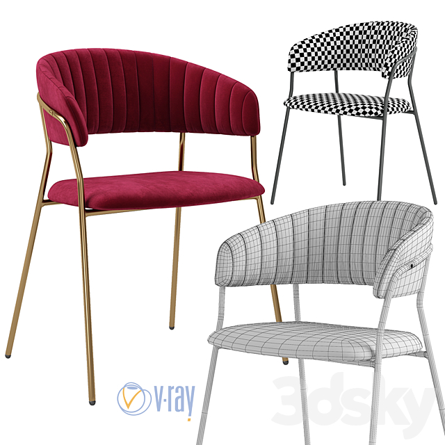 Bradex Home. Chair Turin (Rivera) Portman 3ds Max - thumbnail 3