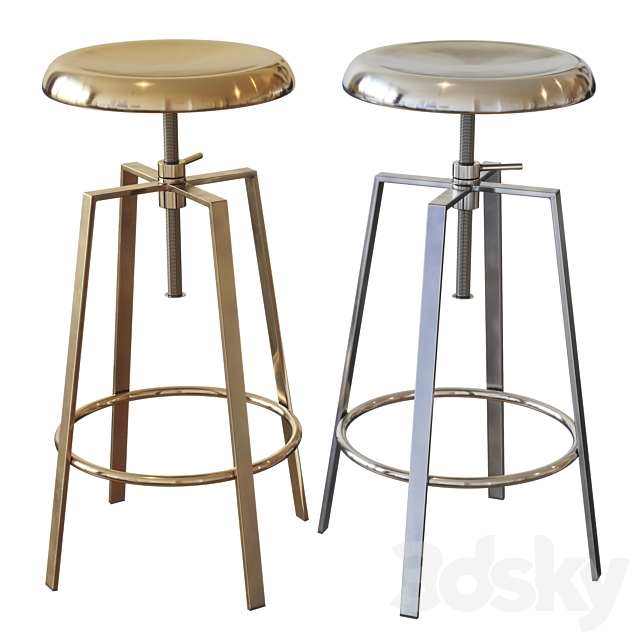 Brage Living Atlas Industrial Bar Stools (Set of 2) 3DSMax File - thumbnail 1