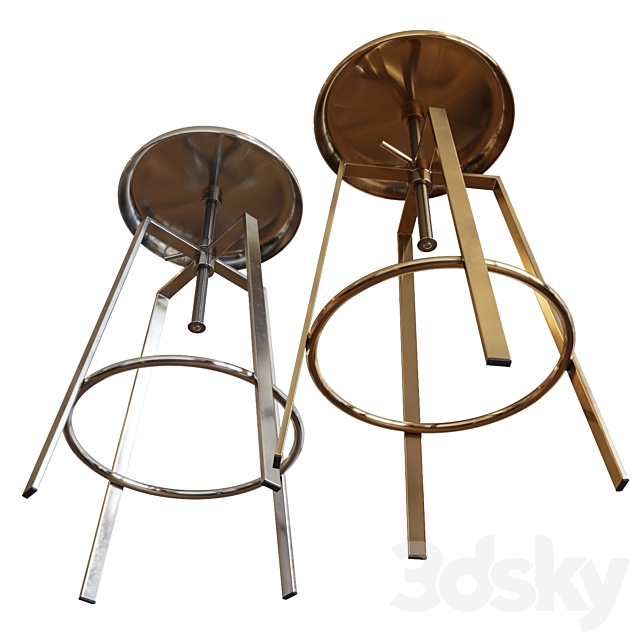 Brage Living Atlas Industrial Bar Stools (Set of 2) 3DSMax File - thumbnail 4