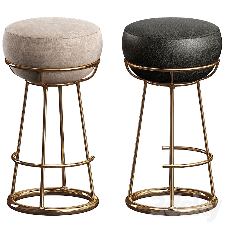 Brass Stool Bar Base Legs Stools 3DS Max Model - thumbnail 1