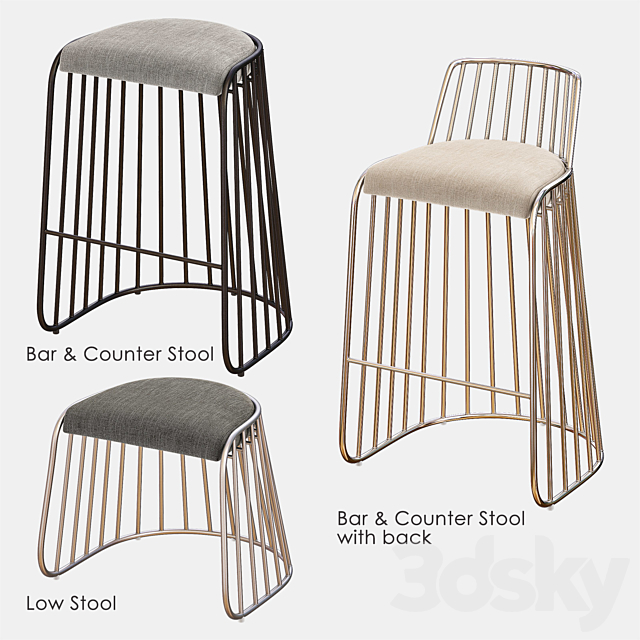 BRIDE’s VEIL Bar Chair & Counter Stool 3DS Max Model - thumbnail 2