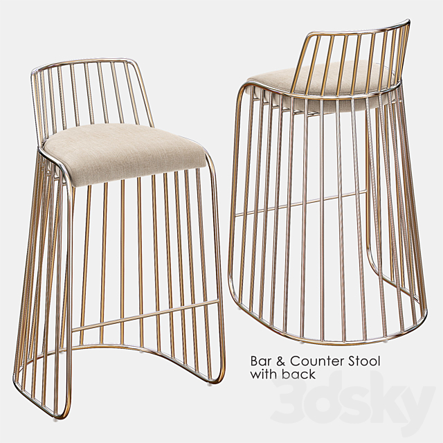 BRIDE’s VEIL Bar Chair & Counter Stool 3DS Max Model - thumbnail 3