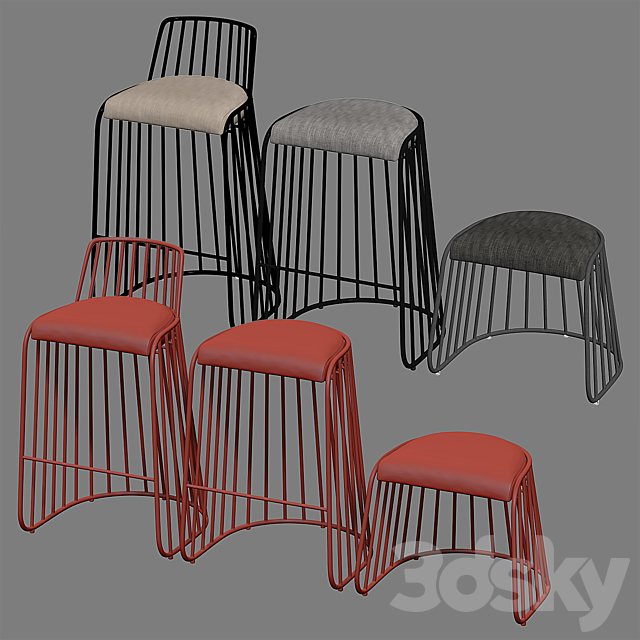 BRIDE’s VEIL Bar Chair & Counter Stool 3DS Max Model - thumbnail 4