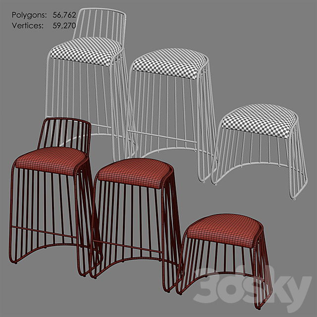 BRIDE’s VEIL Bar Chair & Counter Stool 3DS Max Model - thumbnail 5