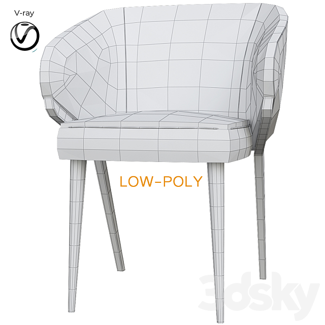 Bross Nora Dining Chair 1530 Armchair (low poly) 3ds Max - thumbnail 2