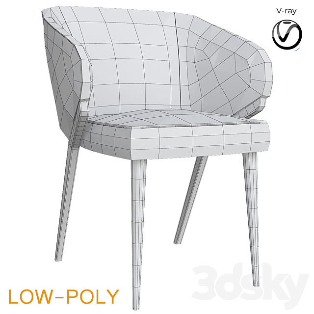 Bross Nora Dining Chair 1530 (low poly) 3DS Max Model - thumbnail 2