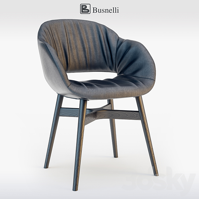 Busnelli chair charme with wooden base 3DS Max Model - thumbnail 1