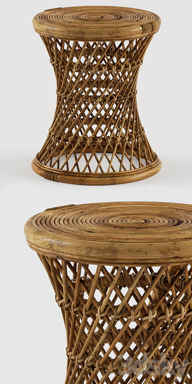 Calero Rattan Round Stool TAN 3DSMax File - thumbnail 2