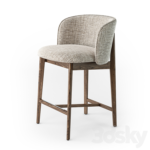 Calligaris Abrey wood stool 3DSMax File - thumbnail 4