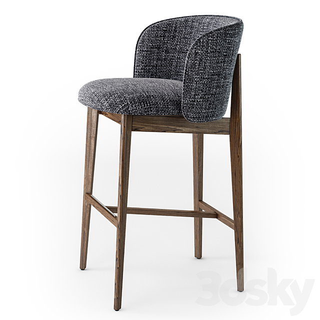 Calligaris Abrey wood stool 3DSMax File - thumbnail 5