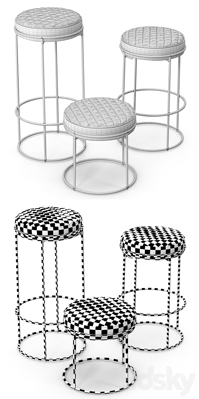 Calligaris atollo stools 3DS Max Model - thumbnail 3