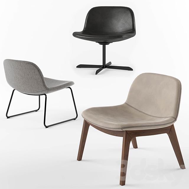 Calligaris college lounge chair 3ds Max - thumbnail 1