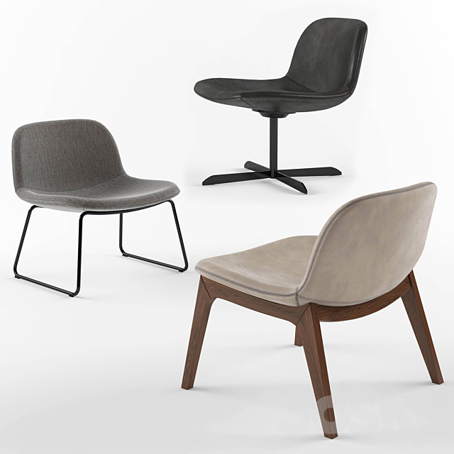 Calligaris college lounge chair 3ds Max - thumbnail 2